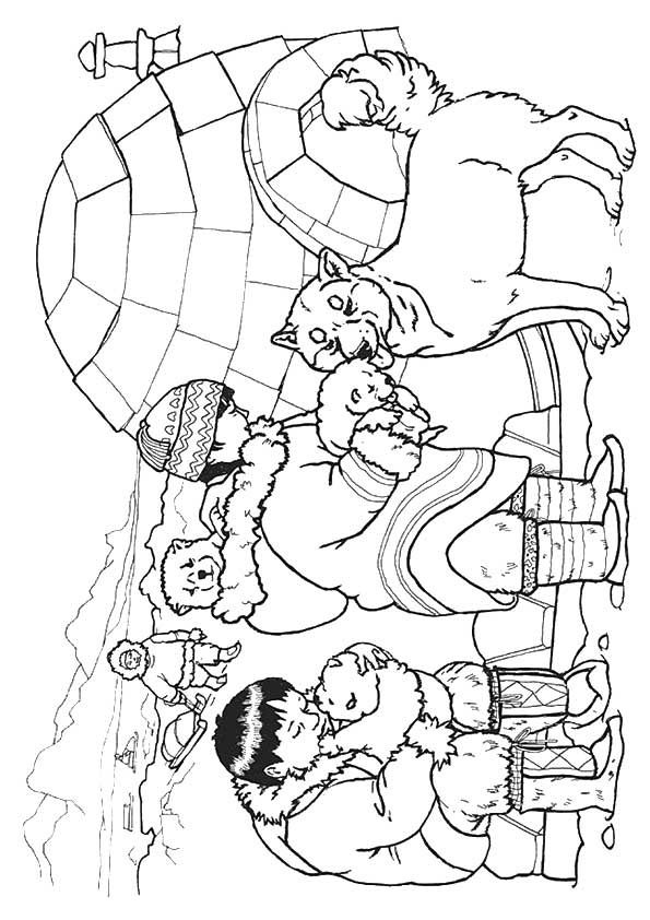 Click to see printable version of Tres Osos de Nieve Coloring page