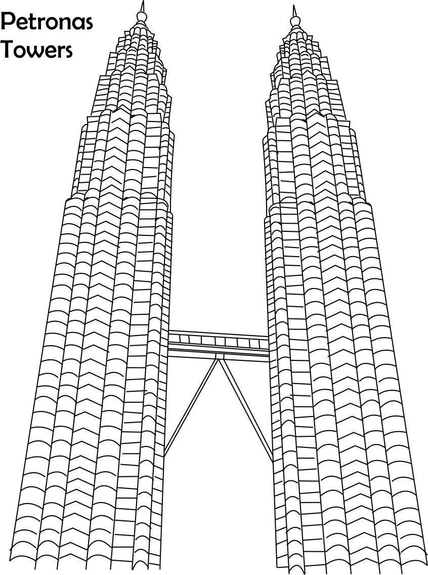 Click to see printable version of Torre Petronas Coloring page