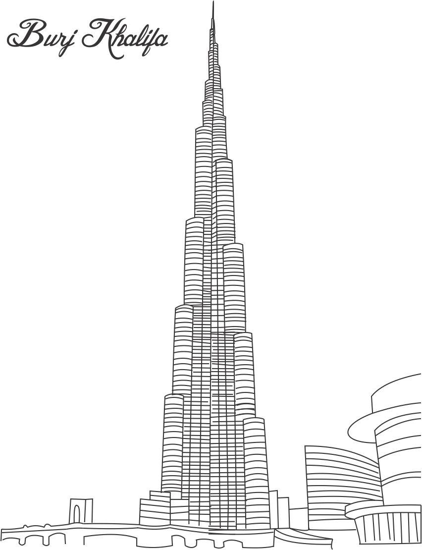 Click to see printable version of Torre Burj Khalifa Coloring page