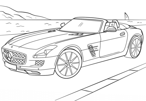 Click to see printable version of Mercedes Benz SLS AMG Coloring page