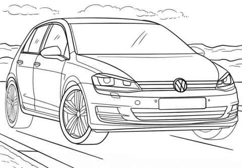 Click to see printable version of Volkswagen Golf 2018 Coloring page