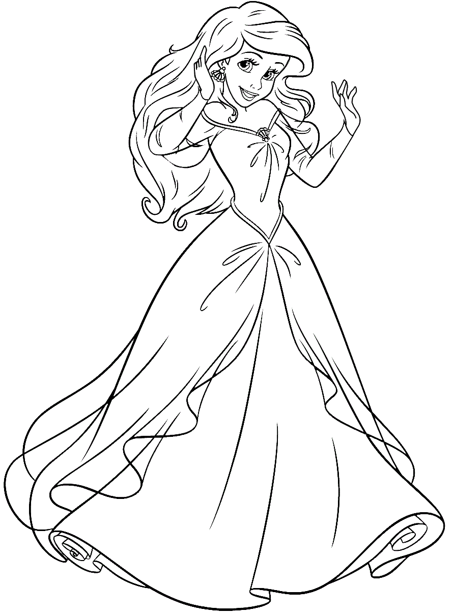 Click to see printable version of Hermosa Ariel Coloring page