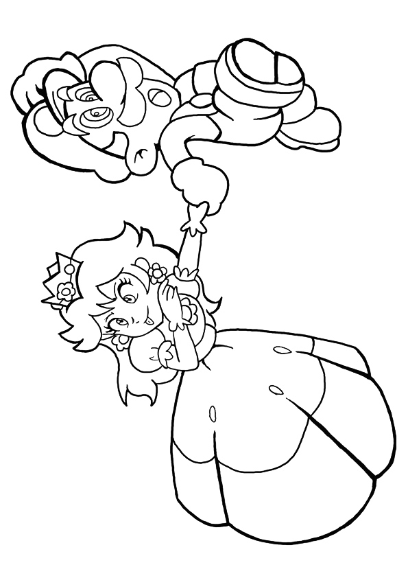 Click to see printable version of Princesa Peach y Mario Corriendo Coloring page