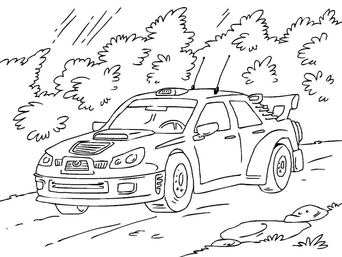 Click to see printable version of Coche de Rally Coloring page