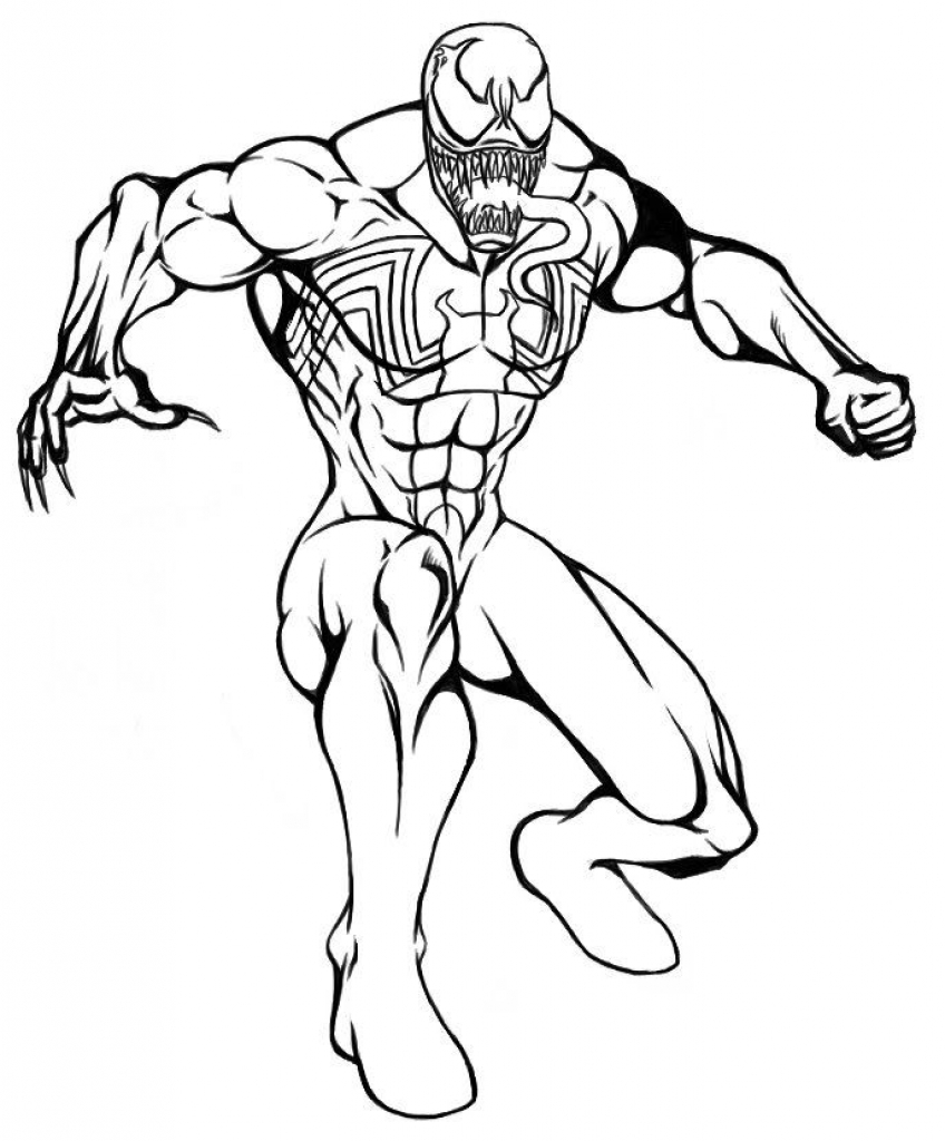Click to see printable version of Venom Luchando Coloring page
