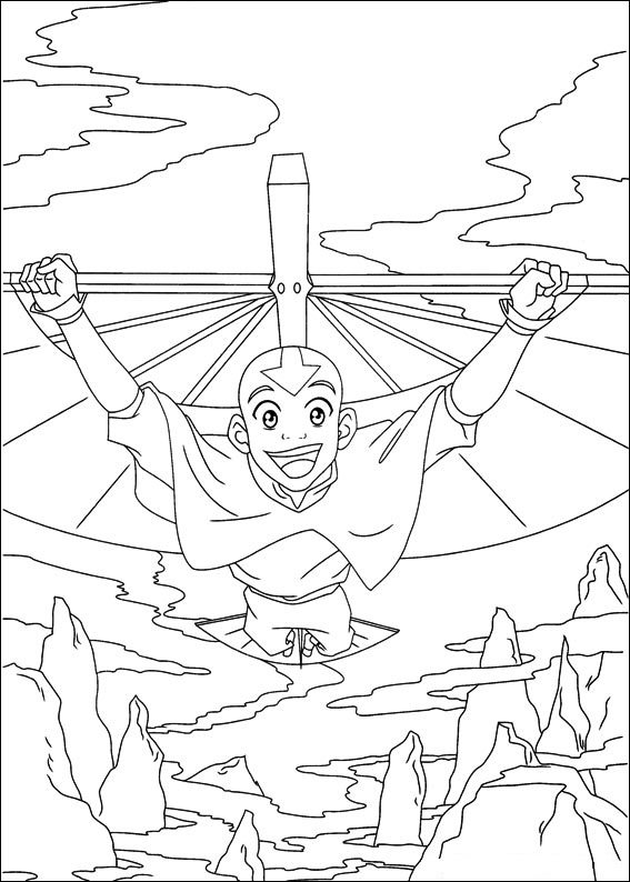 Dibujos de Aang Volando para Colorear, Pintar e Imprimir