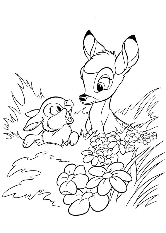 Click to see printable version of Bambi y Tambor En Arbusto Coloring page