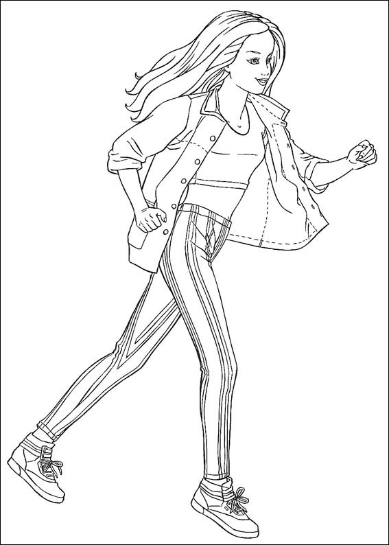 Click to see printable version of Barbie Corriendo Coloring page