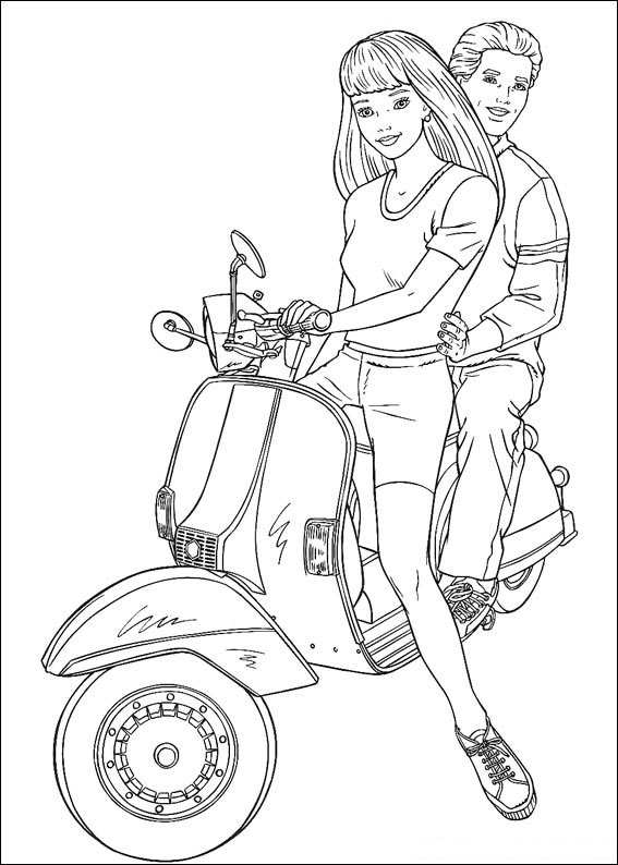 Click to see printable version of Barbie Con Ken Coloring page