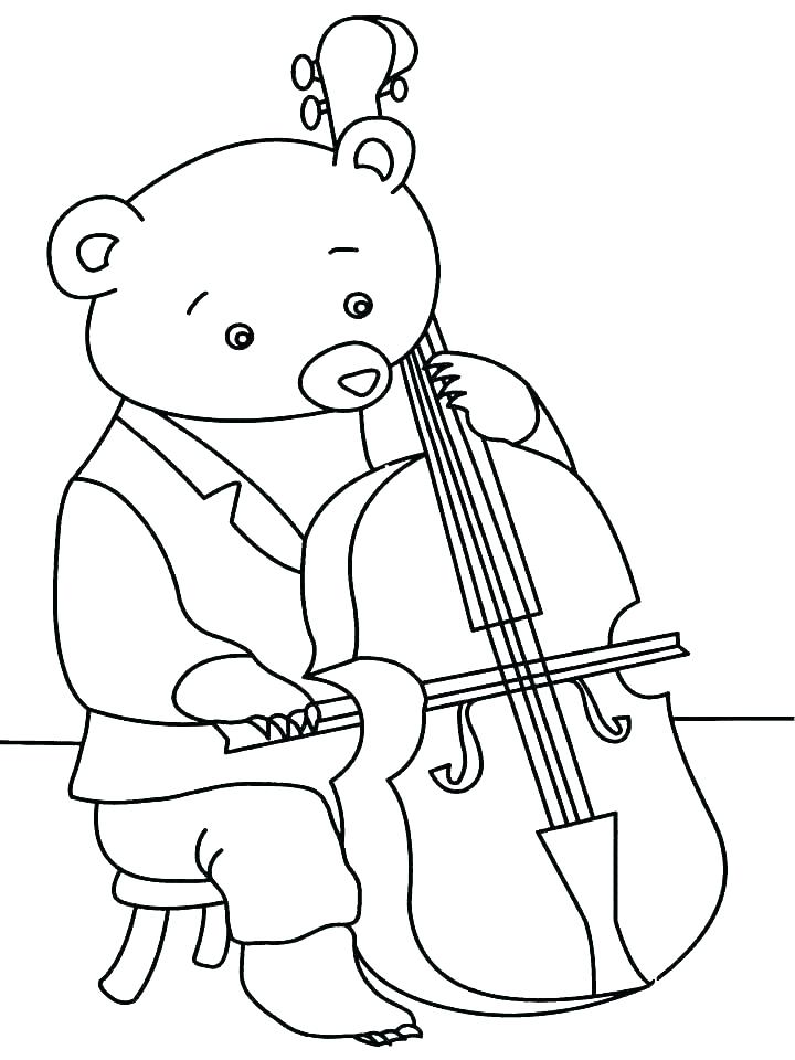 Click to see printable version of Oso Con Violin Coloring page