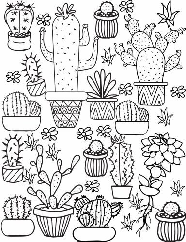 Click to see printable version of Todo Tipo de Cactus Coloring page
