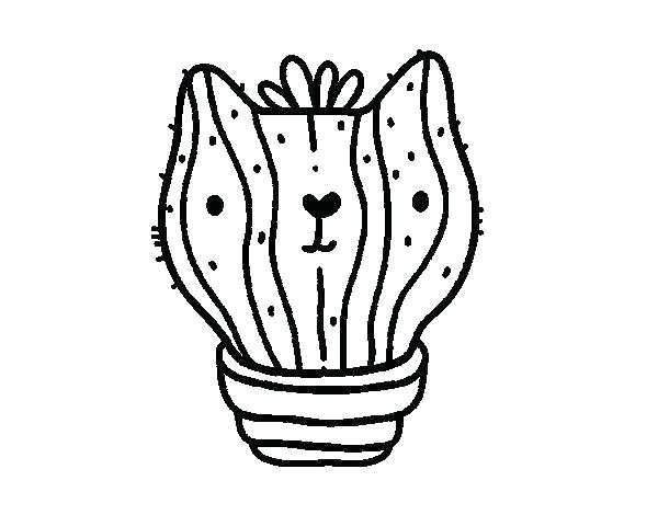 Click to see printable version of Cactus con Cara de Gatito Coloring page
