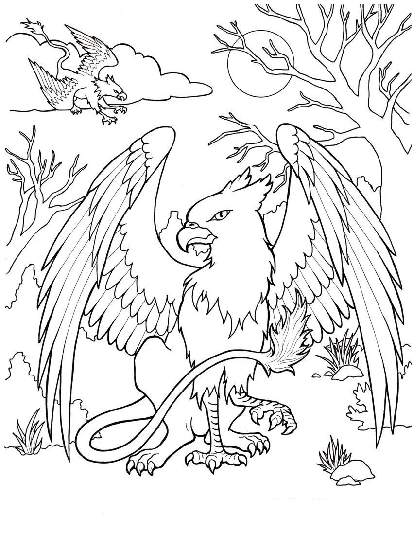 Click to see printable version of Hermoso Griffin Coloring page