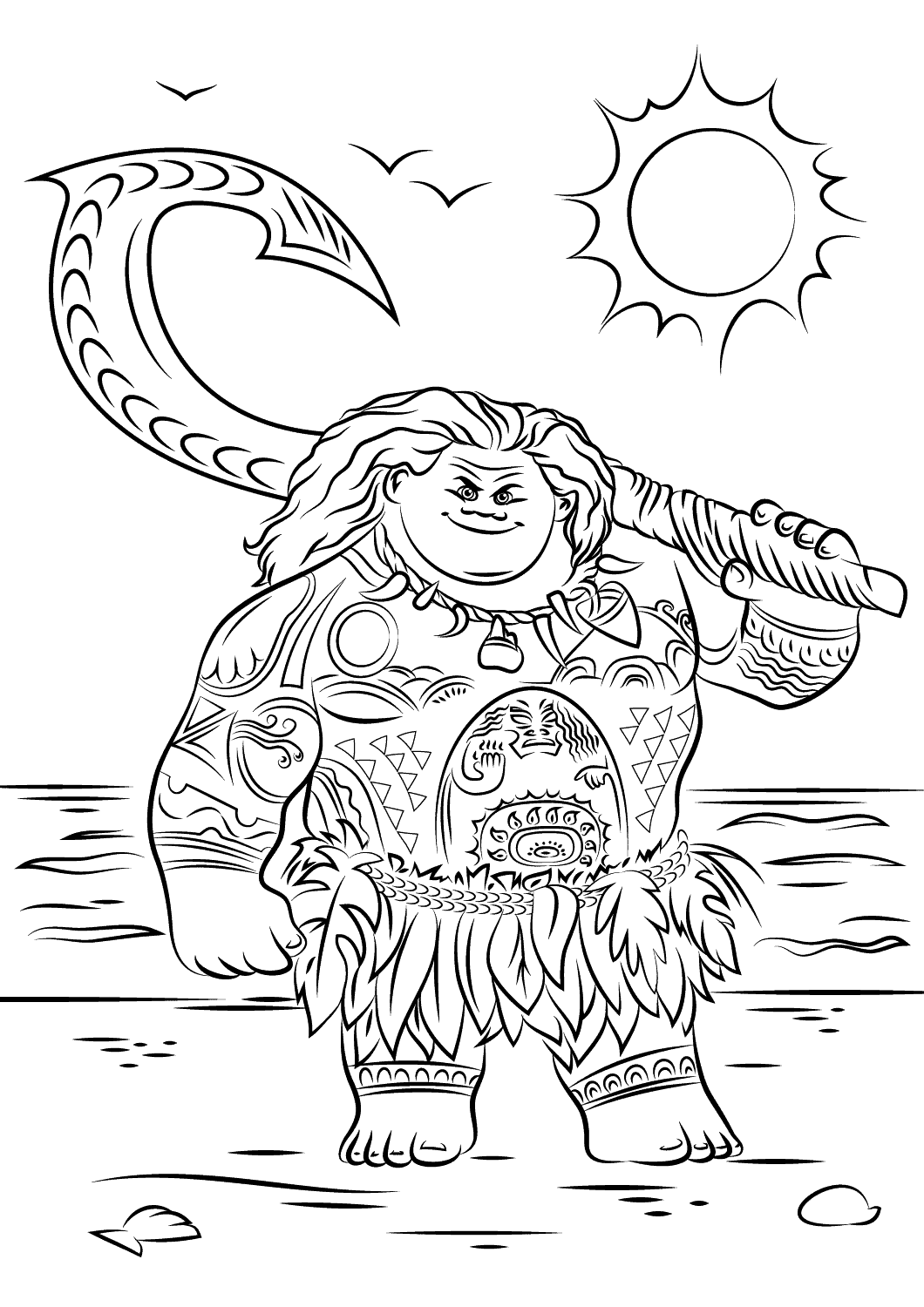 Click to see printable version of Maui de Moana Coloring page