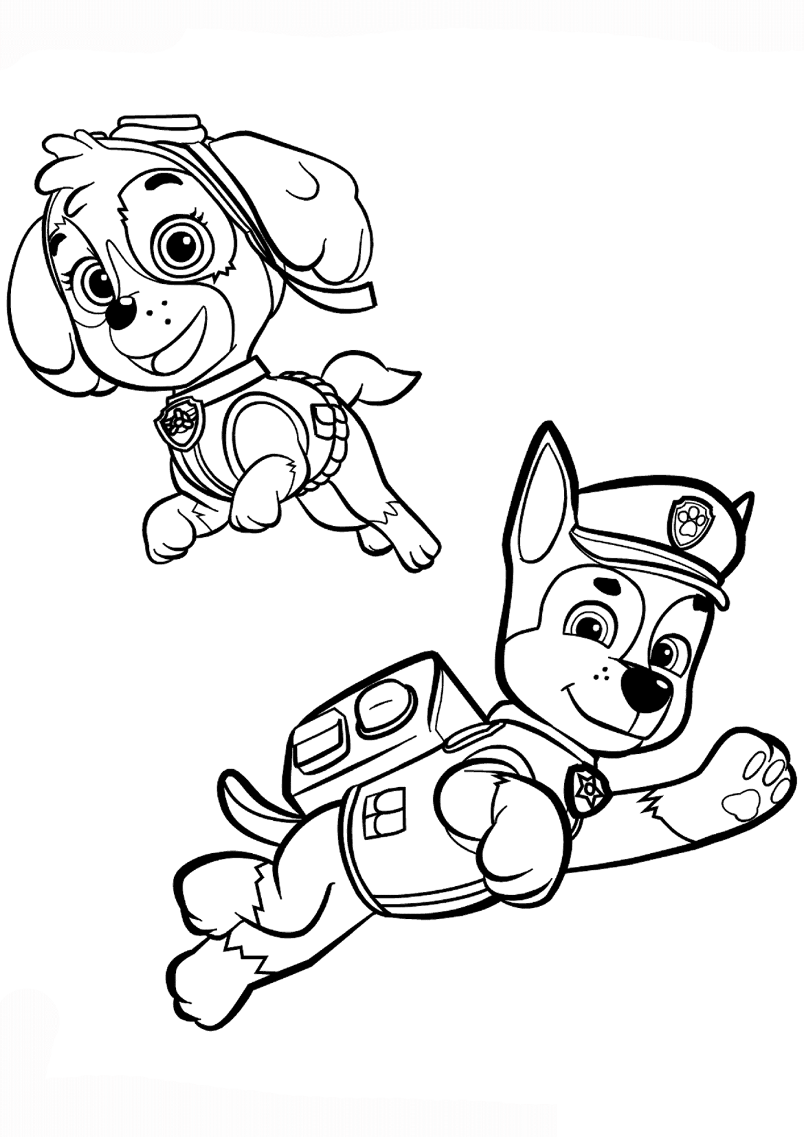 Click to see printable version of Chase y Skye Coloring page