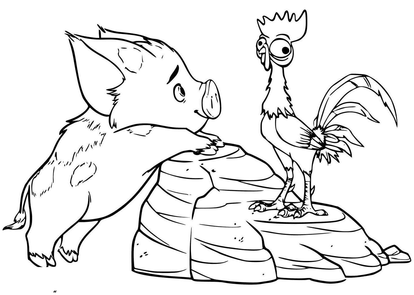 Click to see printable version of Pua y Heihei Coloring page