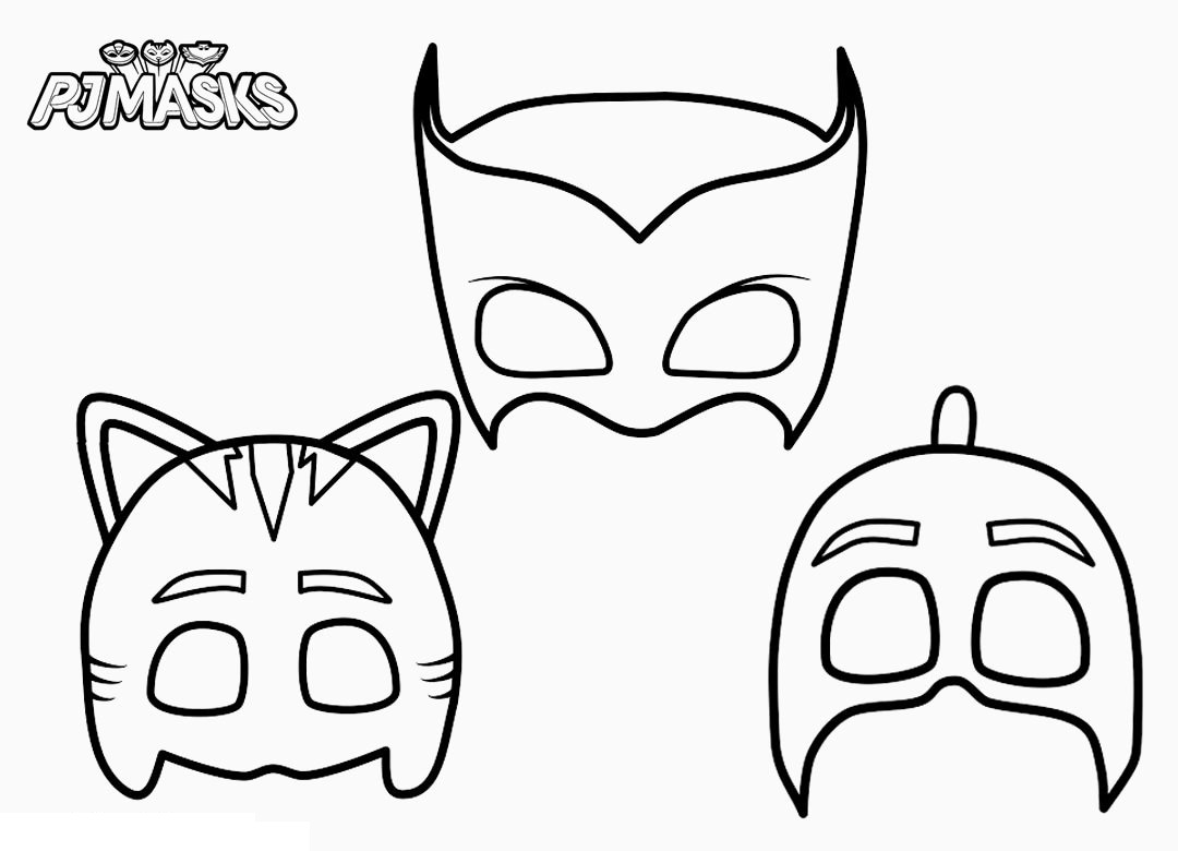 Click to see printable version of Mascaras de PJ Masks Coloring page